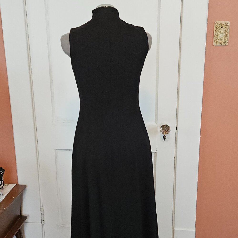 Vintage Claude Rene Black Linen Button Maxi Dress S- 4 - Picture 7 of 8